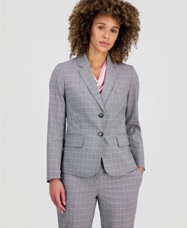 カスパール レディース アウター ジャケット・ブルゾン ブレザー Kasper Womens Plaid TwoButton Blazer Black Multi ブラック
