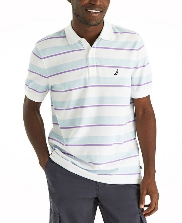 ナウティカ メンズ トップス ポロシャツ Nautica Mens Striped ClassicFit Deck Polo Shirt Bright White ホワイト