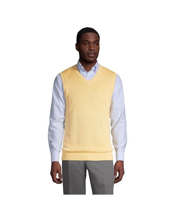 ランズエンド メンズ アウター ニット・セーター ベスト セーター コットン Lands End Mens School Uniform Cotton Modal Sweater Vest Maize