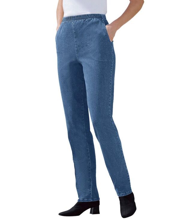 ウーマン ウィズイン レディース ボトムス デニムパンツ ストレート デニム Woman Within Womens Within Straight Leg Fineline Denim Jean Medium stonewash デニム