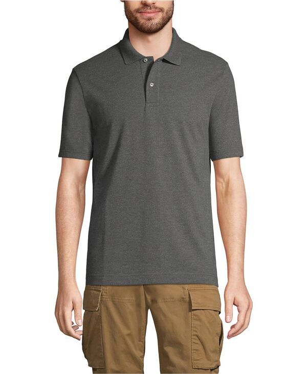 ランズエンド メンズ トップス ポロシャツ メッシュ シャツ Lands End Mens Short Sleeve Basic Mesh Polo Shirt Charcoal heather チャコール