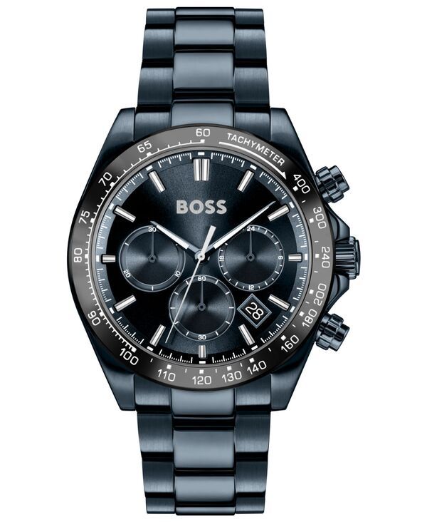 ヒューゴボス メンズ アクセサリー 腕時計 Tシャツ Hugo Boss Mens Hero 20 Quartz Fashion Chrono Ionic Plated Blue Steel Watch 44mm Blue ブルー