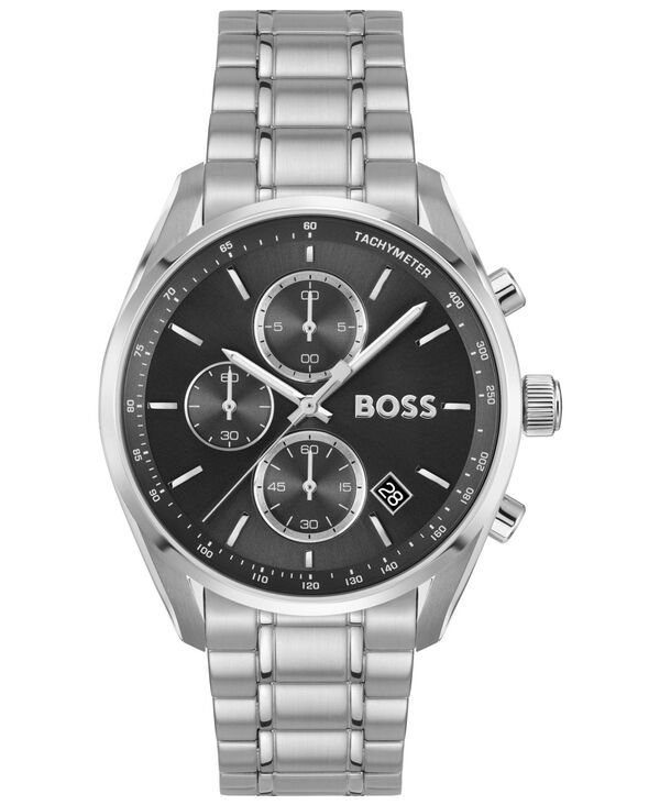 ヒューゴボス メンズ アクセサリー 腕時計 Tシャツ Hugo Boss Mens Grand Prix 40 Quartz Fashion Chrono Stainless Steel Watch 40mm Silvertone シルバー