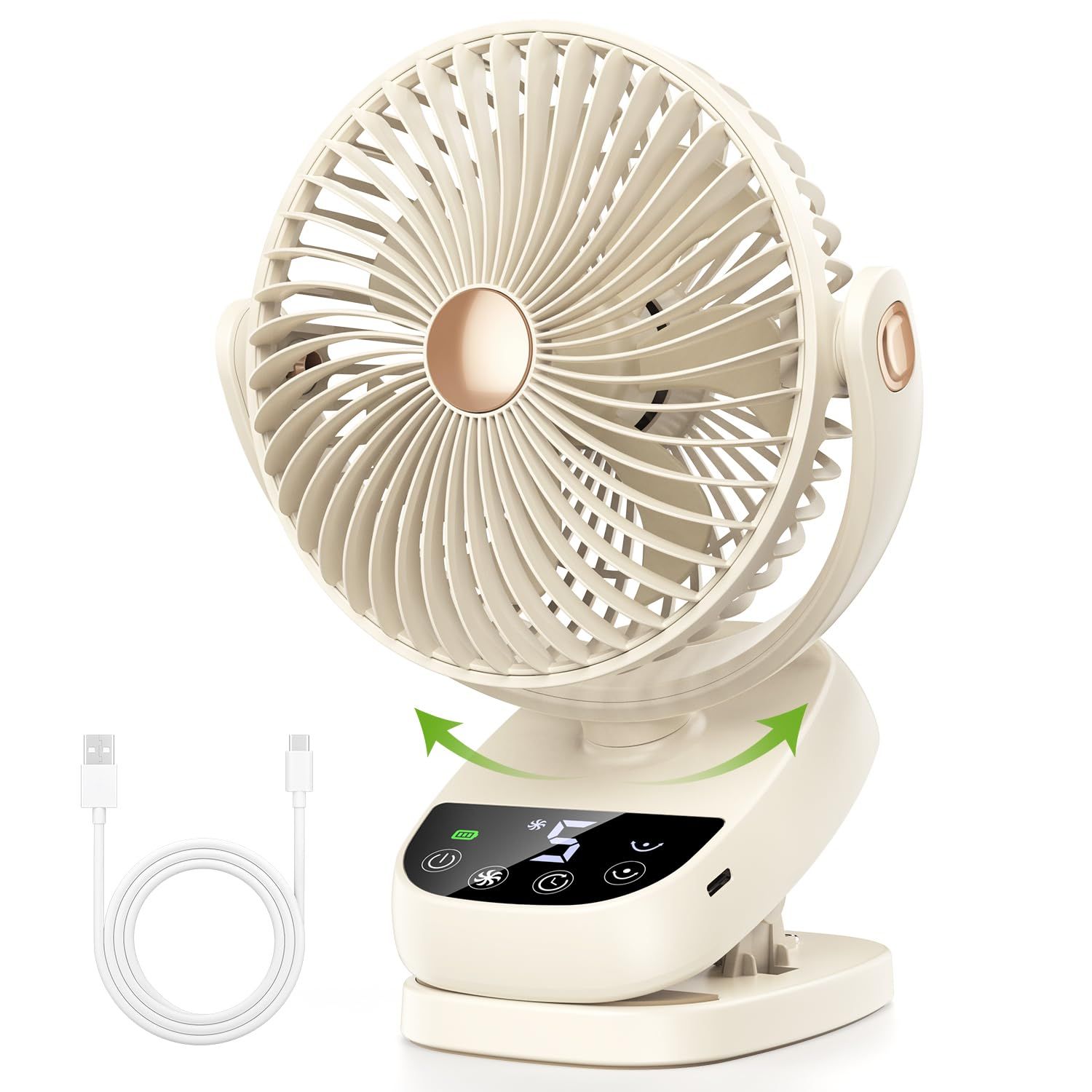卓上扇風機 USB給電式 クリップ 扇風機 卓上ファン 360度角度調整 小型ファン 強風力 4段階風量 静音 携帯扇風機 3Way お手入れ簡単 小型扇風機 (ベージュ)as fe81d57d