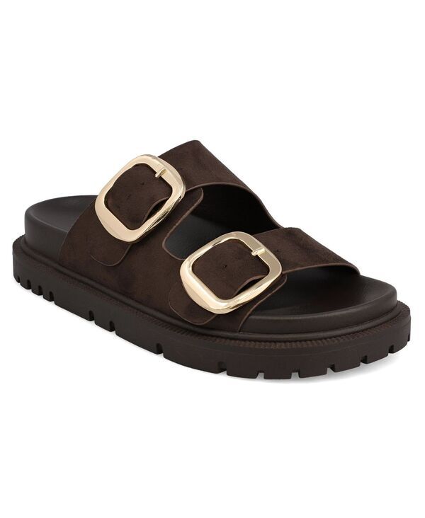 ミア レディース シューズ サンダル MIA Womens Gen Double Buckle Flat Slide Sandals Chocolate チョコレート