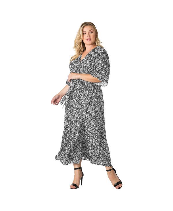 スタンダーズ アンド プラクティス レディース トップス ワンピース Vネック マキシワンピース プラスサイズ プリント マキシ Standards Practices Plus Size VNeck Print Kimono Wrap Maxi Dress