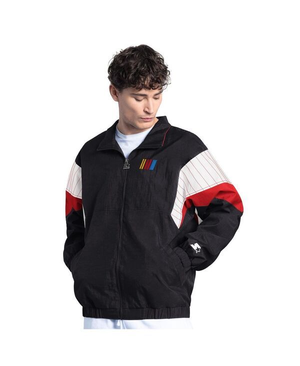 スターター メンズ アウター ジャケット・ブルゾン ジャケット Starter Mens BlackRed NASCAR Yard Line FullZip Jacket Black Red ブラック