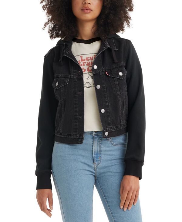 リーバイス レディース アウター ジャケット・ブルゾン パーカー ジャケット Levis Womens Hybrid Hoodie Trucker Jacket Mind Bendi