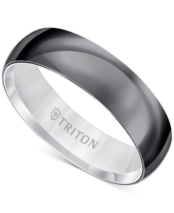 トリトン メンズ アクセサリー リング Triton Mens Titan Wedding Band White Titanium Black ブラック