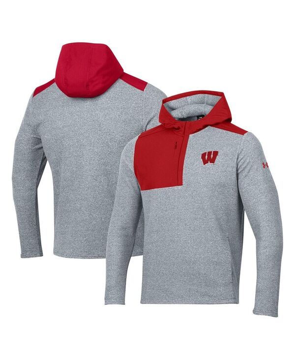 アンダーアーマー メンズ アウター ジャケット・ブルゾン フリース パーカー ジャケット Under Armour Mens Gray Wisconsin Badgers Survivor Fleece Hoodie QuarterZip Jacket Gra