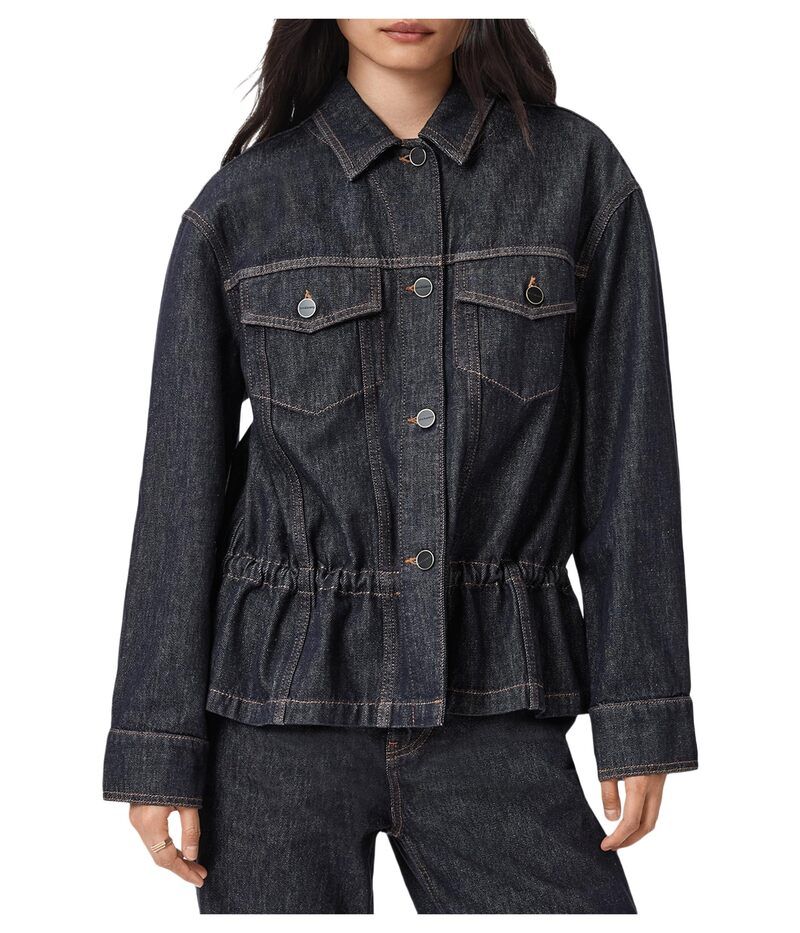 オールセインツ レディース アウター コート AllSaints Denby Peplum Trucker Raw Indigo Blue インディゴ