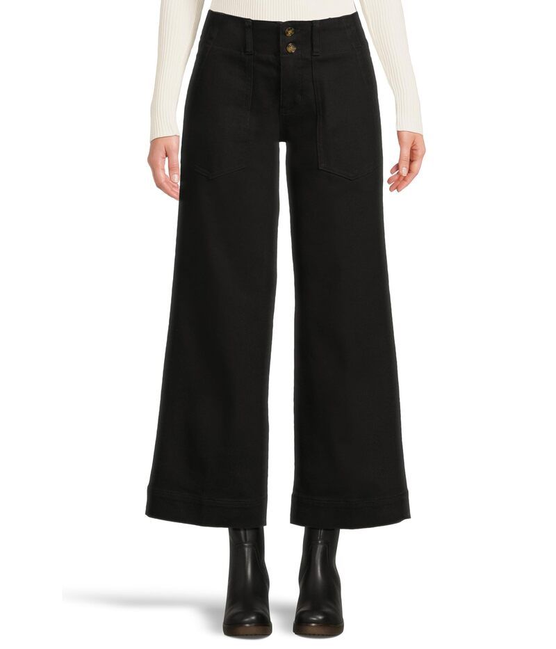 リヴァプール ロサンゼルス レディース ボトムス カジュアルパンツ ワイドレッグ プチ Liverpool Los Angeles Petite MidRise Utility Patch Pocket Wide Leg Pants 29 Black ブラック