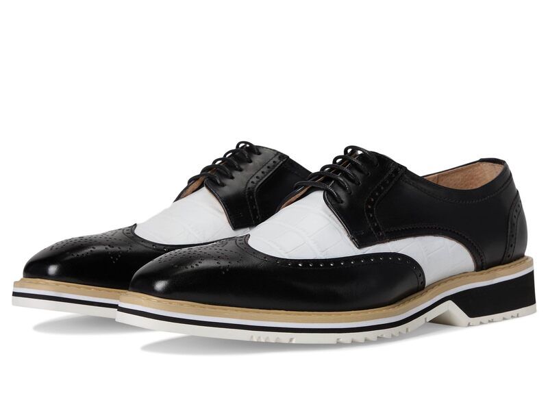 ステイシーアダムス メンズ シューズ オックスフォード レース Stacy Adams Beaumont Wing Tip LaceUp Black and White ホワイト