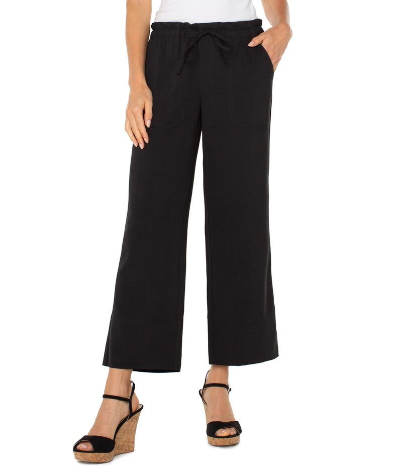 リヴァプール ロサンゼルス レディース ボトムス カジュアルパンツ ワイドレッグ アンクル Liverpoolos Angeles Pull On Tie Waist Wide Leg Ankle Pant 26 Black ブラック