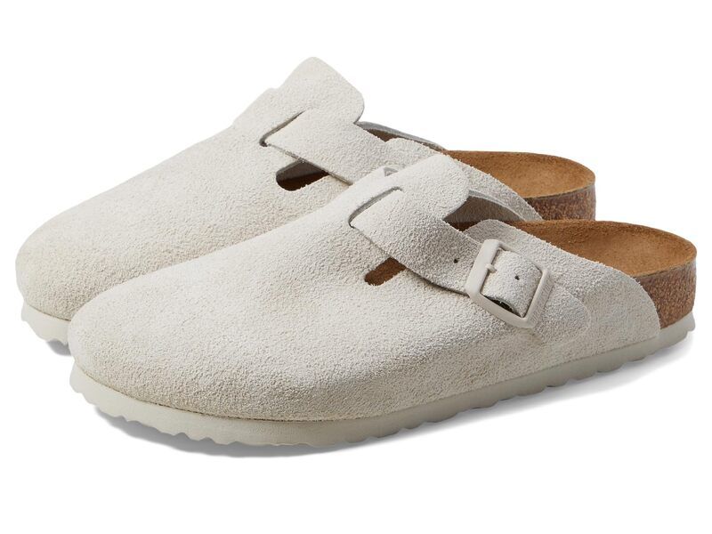 ビルケンシュトック レディース シューズ サンダル スエード Birkenstock Boston Soft Footbed Suede Antique White ホワイト
