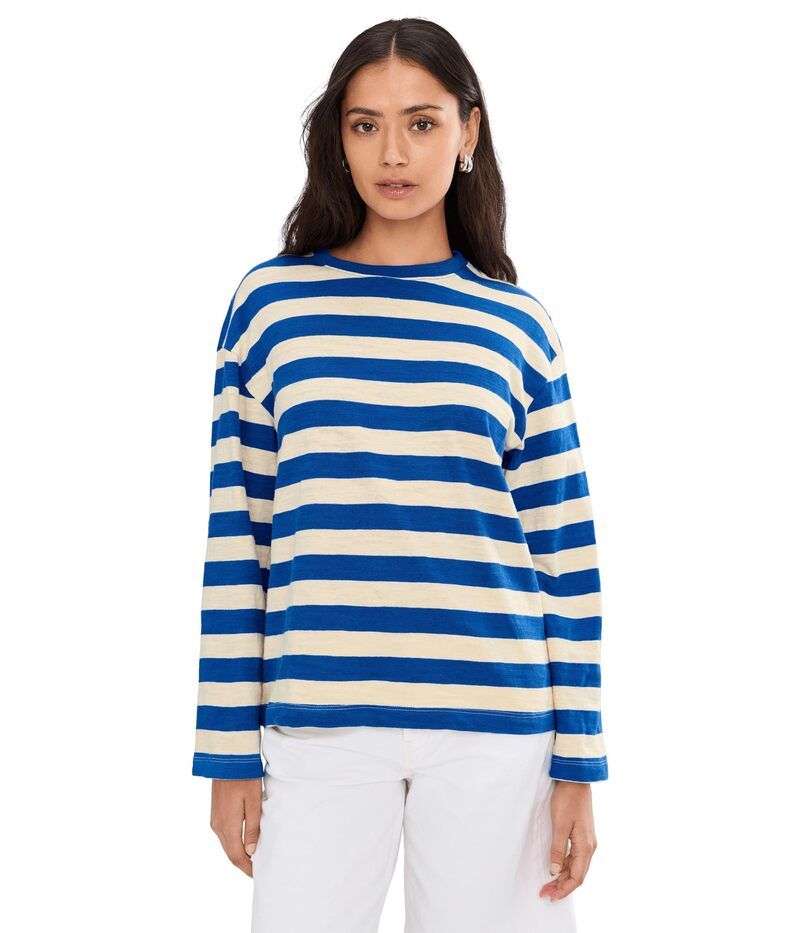 ファレティ レディース トップス シャツ Faherty Sunwashed Slub Long Sleeve Retro Tee Sea Stripe ストライプ