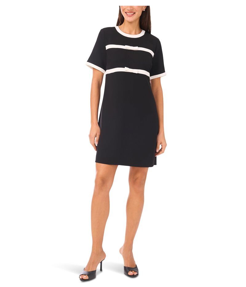 セセ レディース トップス ワンピース CeCe Short Sleeve Combow Trim Dress Rich Black ブラック