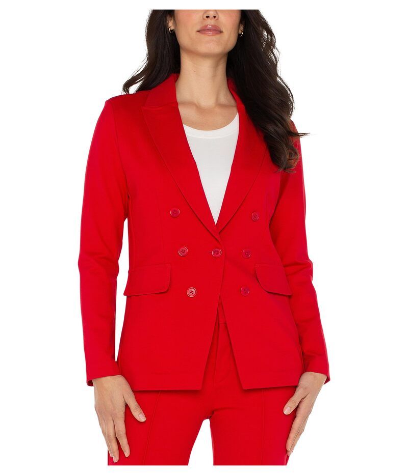 リヴァプール ロサンゼルス レディース アウター コート ブレザー Liverpool Los Angeles Super Stretch Ponte Faux Double Breasted Blazer Tango Red レッド