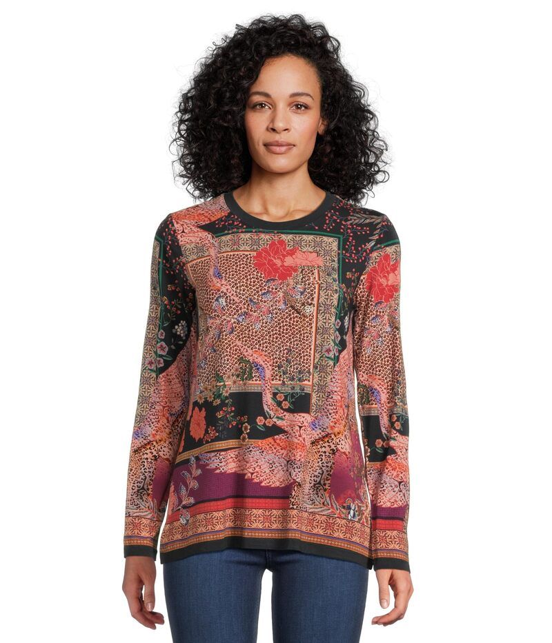 ジョニーワズ レディース トップス シャツ クルーネック Tシャツ Johnny Was The Janie Favorite Long Sleeve Crew Neck Tee Depo Deponio