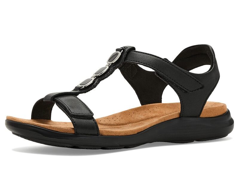 クラークス レディース シューズ サンダル Clarks Kitly Gem Black Leather ブラック