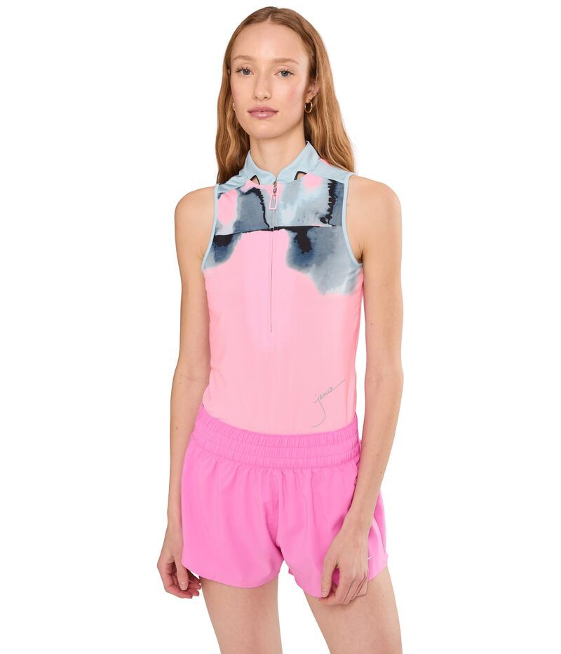 ジャイミーサドック レディース トップス シャツ プリント ノースリーブ Jamie Sadock Flare Print Sleeveless Polo Valentine Pink ピンク