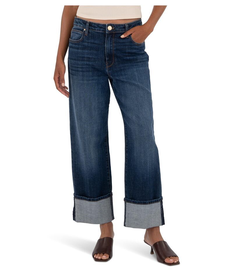 カットフロムザクロス レディース ボトムス デニムパンツ ストレート KUT from the Kloth Sienna HighRise Straight LegRoll Up 5 in Clarity Clarity