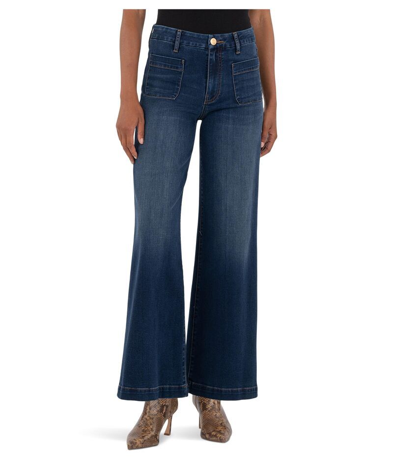 カットフロムザクロス レディース ボトムス デニムパンツ ワイドレッグ KUT from the Kloth Meg Highrise Wide Leg With Patch Pockets Reg Hem In Contentment Contentment