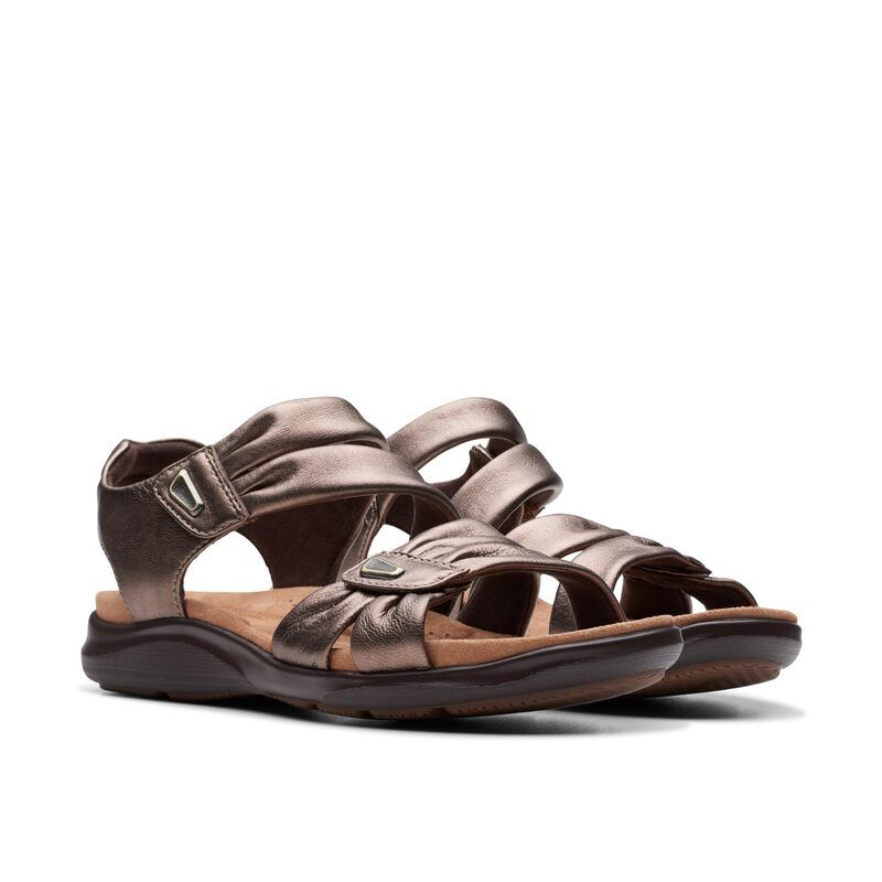 クラークス レディース シューズ サンダル Clarks Kitly Ave Bronze Leather