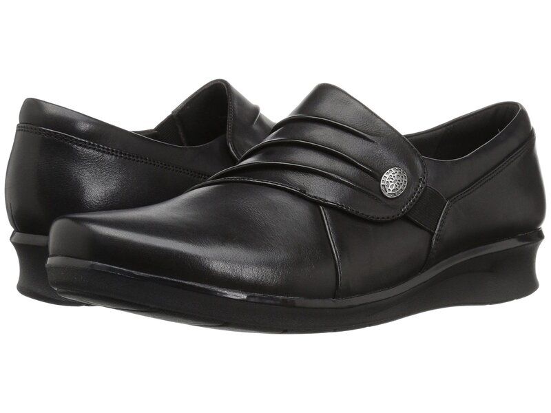 クラークス レディース シューズ スリッポン・ローファー Clarks Hope Roxanne Black Leather ブラック