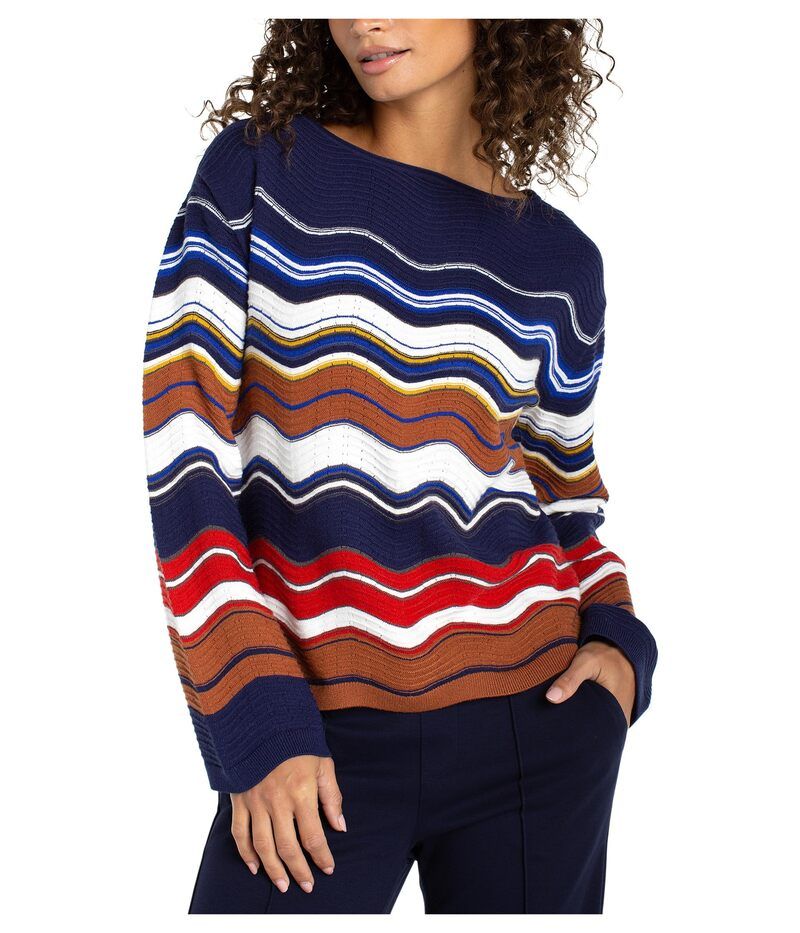 リヴァプール ロサンゼルス レディース アウター ニット・セーター Liverpoolos Angeles Long Sleeve Boat Neck Scallop Hem Sweater NavyBrownMult ネイビー 14,585円