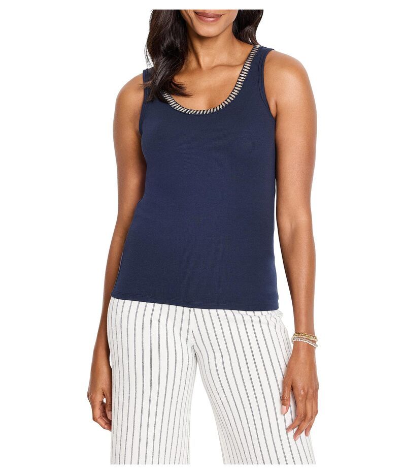 ニックプラスゾーイ レディース トップス シャツ NICZOE Shimmer Trimmed Tank Dark Indigo インディゴ