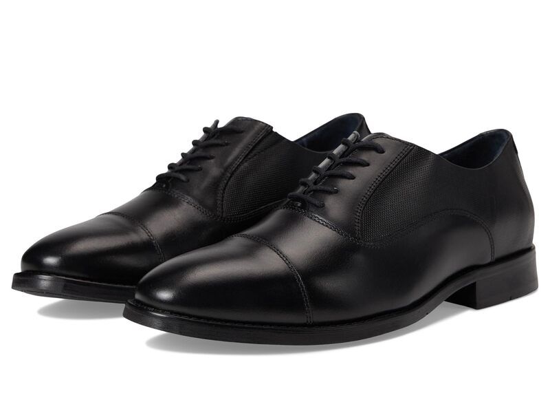 ジョンストンアンドマーフィー メンズ シューズ オックスフォード キャップ Johnston Murphy Landry Embossed Cap Toe Black Full Grai ブラック