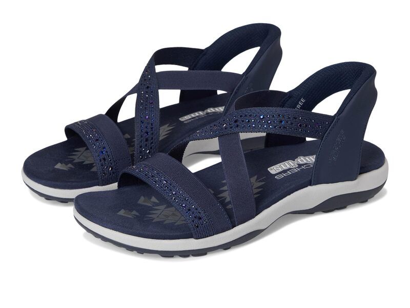 スケッチャーズ レディース シューズ サンダル SKECHERS Reggae Slim Summer Sparkle Navy ネイビー