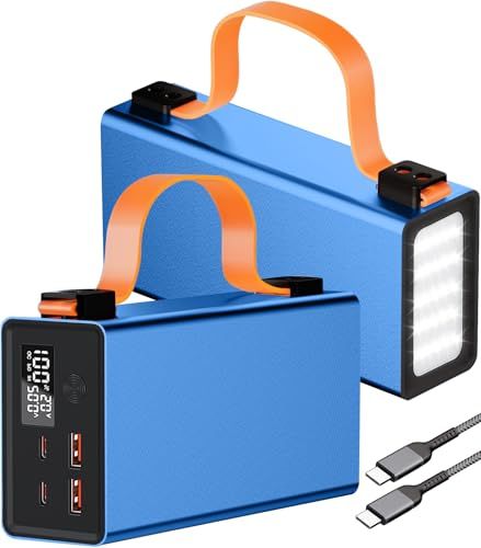 大容量 86000mAh 140W PD/QC対応 4台同時急速充電 スマホ 各種機器対応 Type-Cケーブル付き Power bank LEDライト付き キャンプ/出張/地震/停電対策 防災グッズ (ブルー)ｍａ