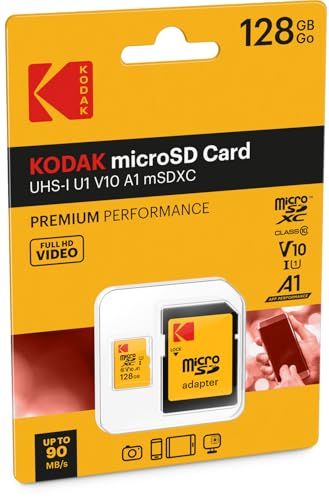 KODAK 128GB クラス10 UHS-I U1 MicroSDXCカード アダプター付き 書き込み速度10倍ｍａ