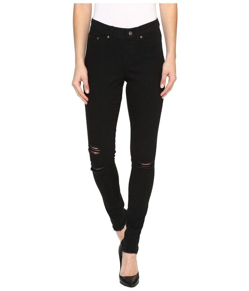 ヒュー レディース ボトムス デニムパンツ レギンス HUE Ripped Knee Denim Leggings Black ブラック