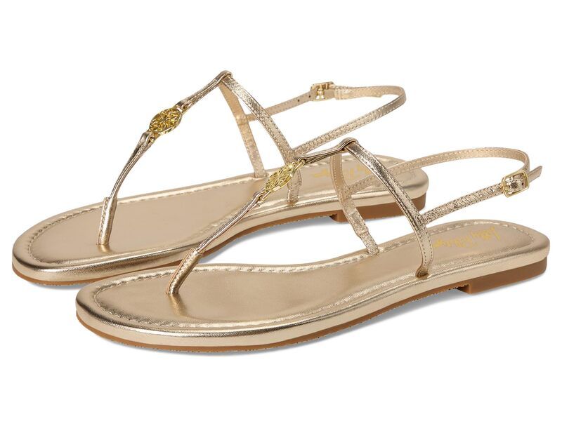 リリーピュリッツァー レディース シューズ サンダル ロゴ Lilly Pulitzer Delilah Logo Sandals Gold Metallic ゴールド