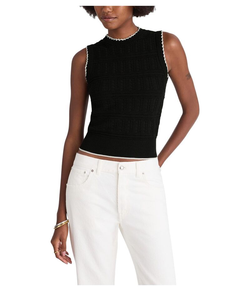 メイドウェル レディース トップス シャツ Madewell Femme Peplum Emi Sleevless Stitch Top Black Ivory Com アイボリー