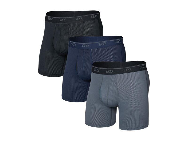サックスアンダーウェアー メンズ アンダーウェア ボクサーパンツ メッシュ SAXX UNDERWEAR Quest QuickDry Mesh Boxer Brief Fly 3Pack BlackTurbulenc ブラック
