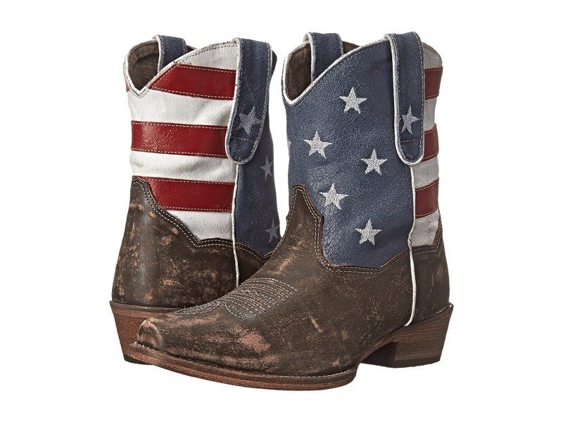 ローパー レディース シューズ ブーツ・レインブーツ Roper American Flag Shorty Brown ブラウン