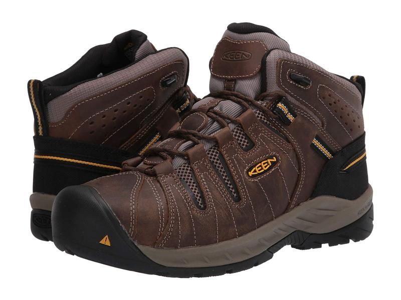 キーン メンズ シューズ ブーツ・レインブーツ Tシャツ KEEN Utility Flint II Mid Steel Toe Cascade BrownG ブラウン