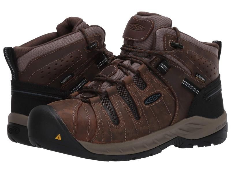 キーン メンズ シューズ ブーツ・レインブーツ Tシャツ KEEN Utility Flint II Mid Waterproof Steel Toe Cascade BrownO ブラウン