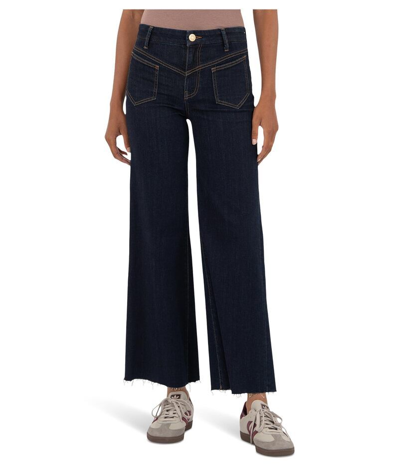 カットフロムザクロス レディース ボトムス デニムパンツ プチ KUT from the Kloth Petite Charlotte High Rise Wide Front Seam Leg Raw Hem Sustain