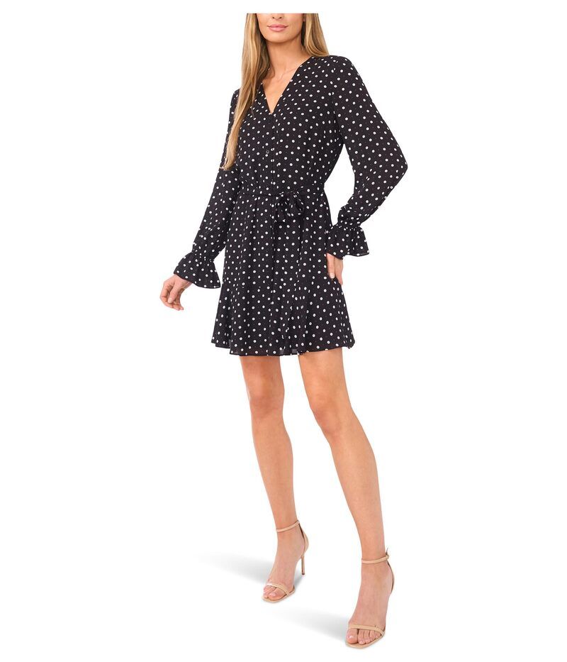 セセ レディース トップス ワンピース CeCe Long Sleeve Waistie Dress Rich Black ブラック