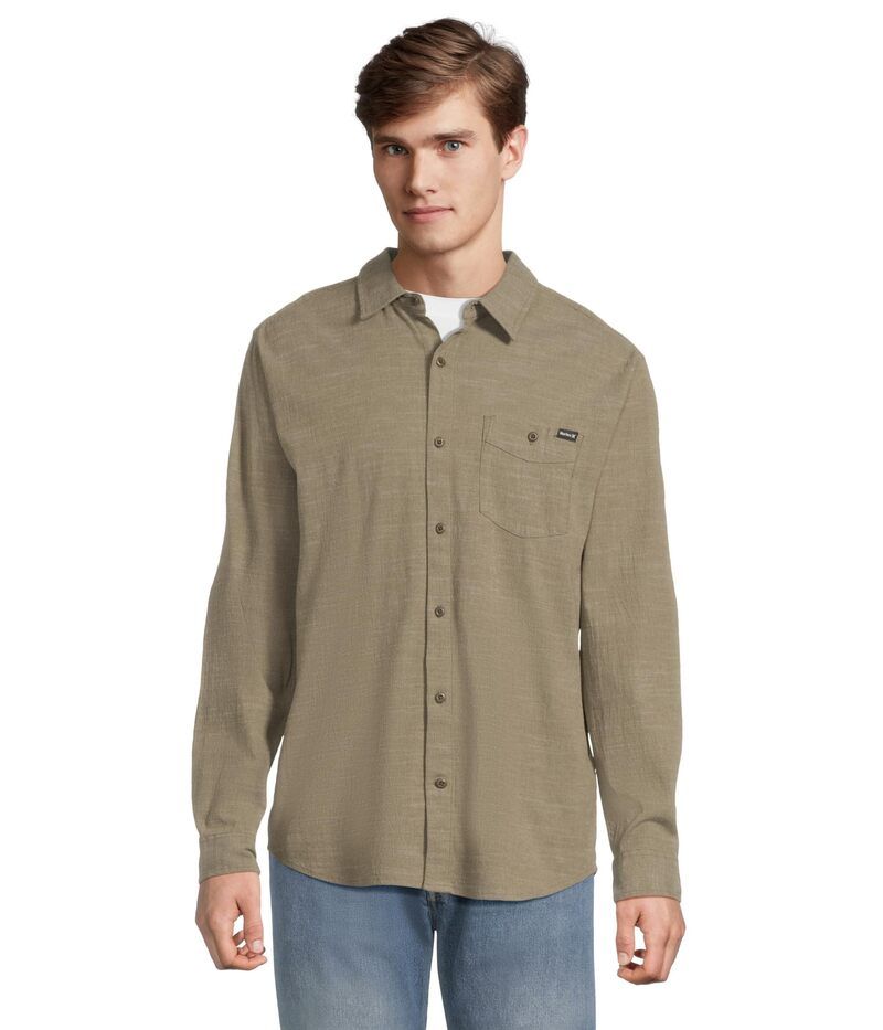 ハーレー メンズ トップス シャツ Hurley One And Only Slub Long Sleeve Olive オリーブ