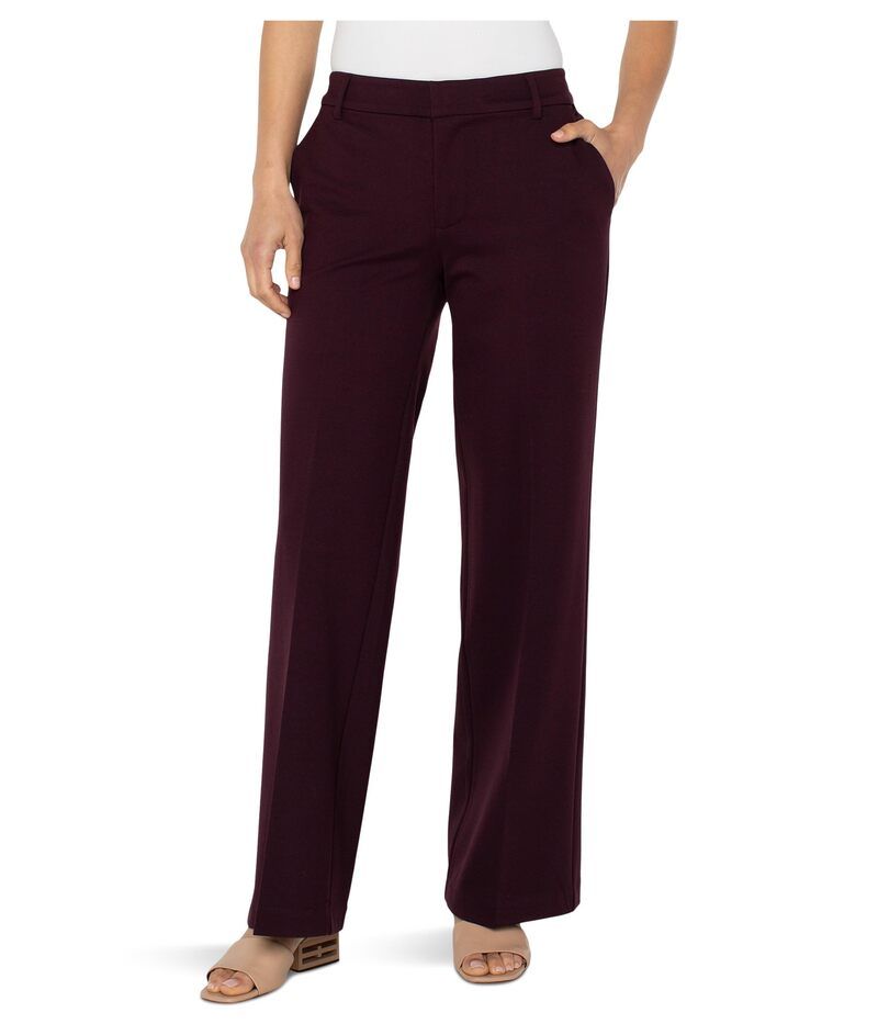 リヴァプール ロサンゼルス レディース ボトムス カジュアルパンツ ワイドレッグ Liverpoolos Angeles Kelsey Midrise Super Stretch Ponte Wide Leg Trousers Dark Plum プラム