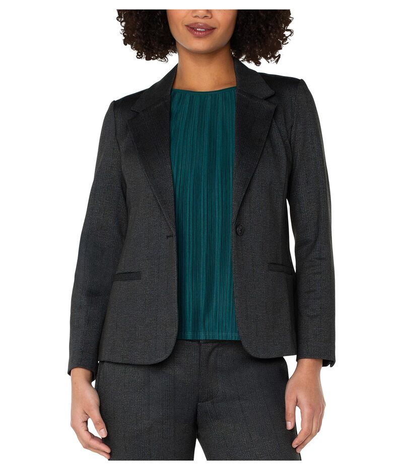 リヴァプール ロサンゼルス レディース アウター コート ブレザー ニット Liverpoolos Angeles Herringbone Ponte Knit Fitted Blazer Smokey Charcoal Herringbone チャコール