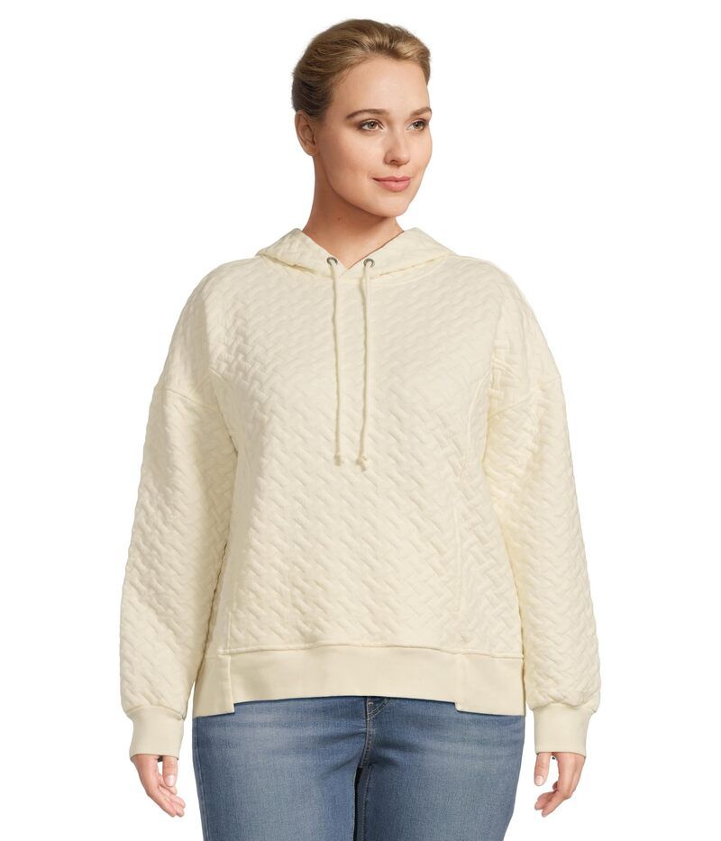 モッドドック レディース アウター パーカー・スウェット Mododoc Quilte Long Sleeve Oversized Step Hem Hoodie Ivory アイボリー