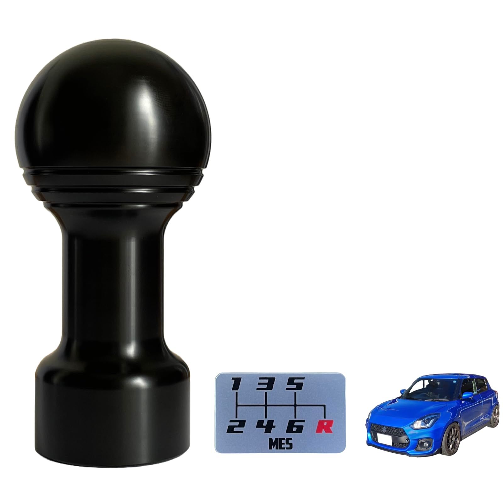 【ポジションUPノブ】MES シフトノブ スイフトスポーツ ZC33S 車検対応品 球型 M12×P1.25 (φ48mm_40mmUP, ブラック)ma 92b952a9