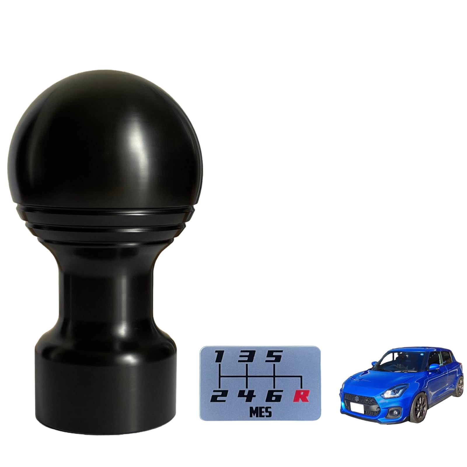 【ポジションUPノブ】MES シフトノブ スイフトスポーツ ZC33S 車検対応品 球型 M12×P1.25 (φ50mm_30mmUP, ブラック)ma f3882ff9